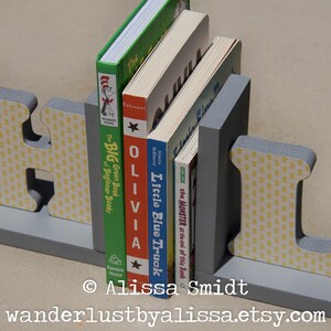 Letter Bookends, Initial Bookends, Wooden Custom Bookends Custom Created to Coordinate with Your Decor alphabet bookends, name bookends image 4