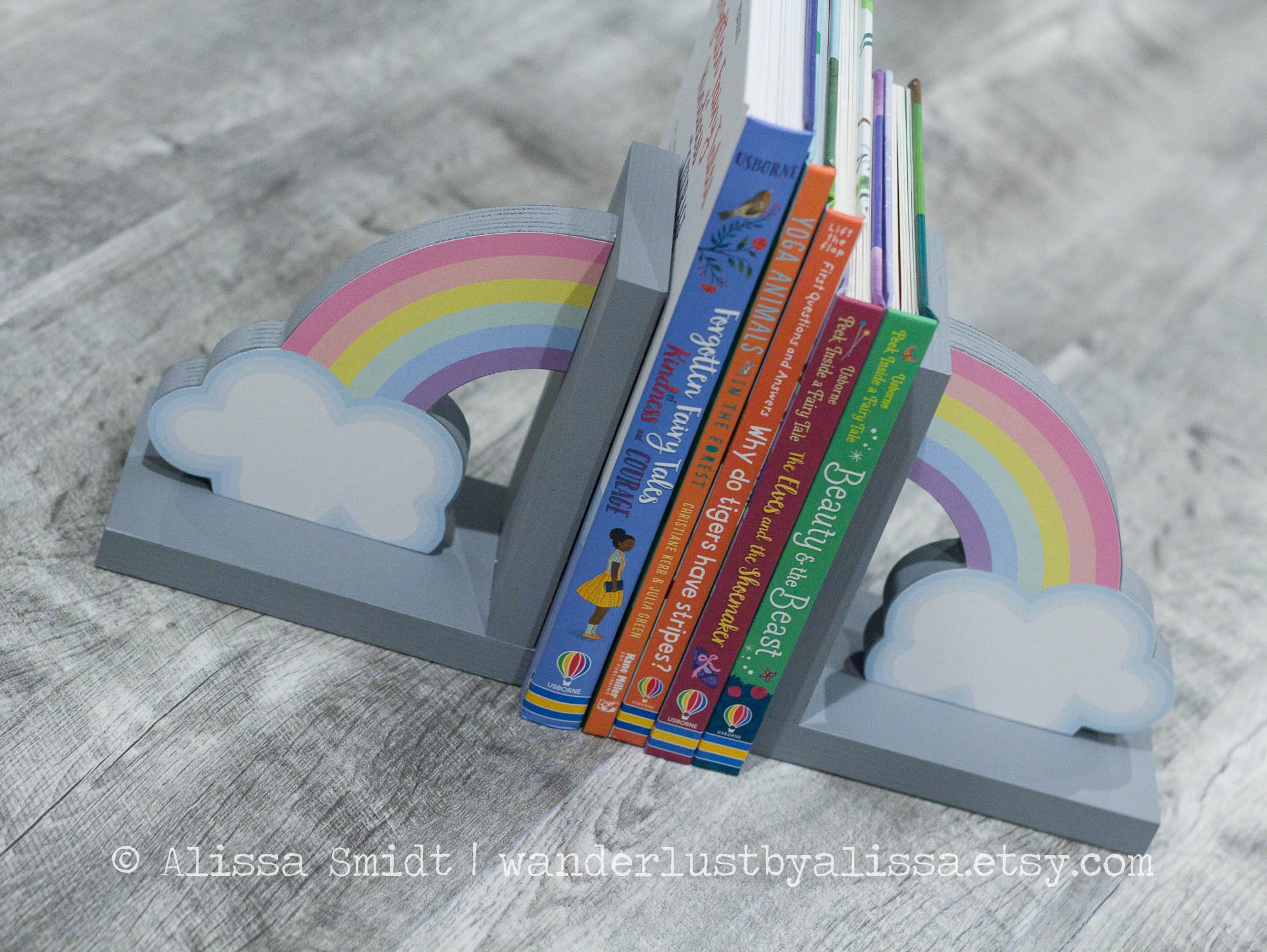 Rainbow Wooden Bookends - Custom Created Rainbow Themed, Valentine's ...