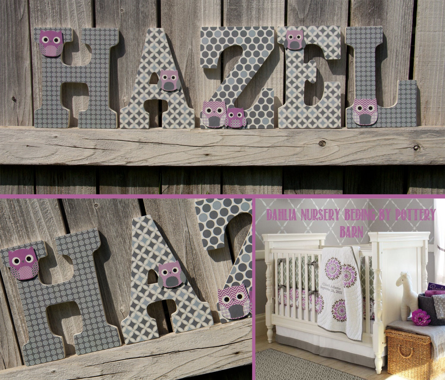 Custom Nursery Wooden Letters Baby Girl Nursery Owl Theme Etsy