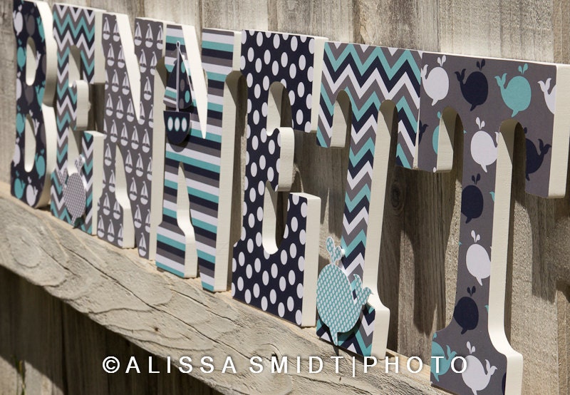 Custom Nursery Wooden Letters Nursery Decor Baby Nautical Etsy