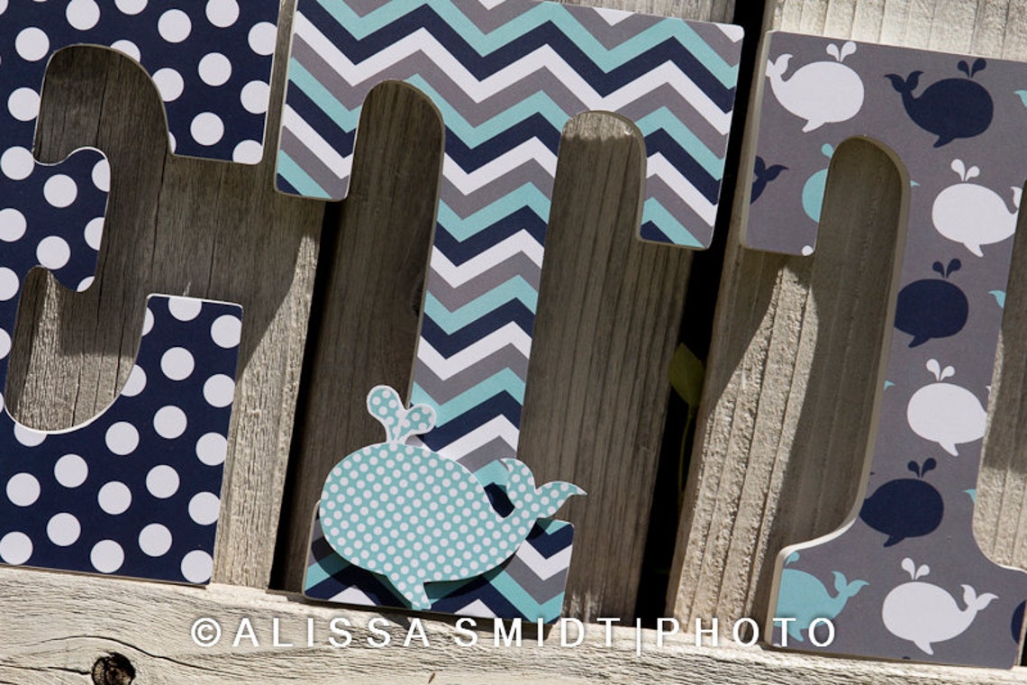 Custom Nursery Wooden Letters Nursery Decor Baby Nautical Etsy