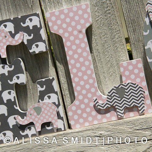 Elephant Nursery Letters Custom Wooden Letters Custom Etsy