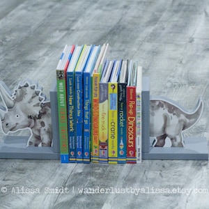 Dinosaur Bookends dino decor gift for book lover dino bookends baby shower gift dinosaur decor triceratops