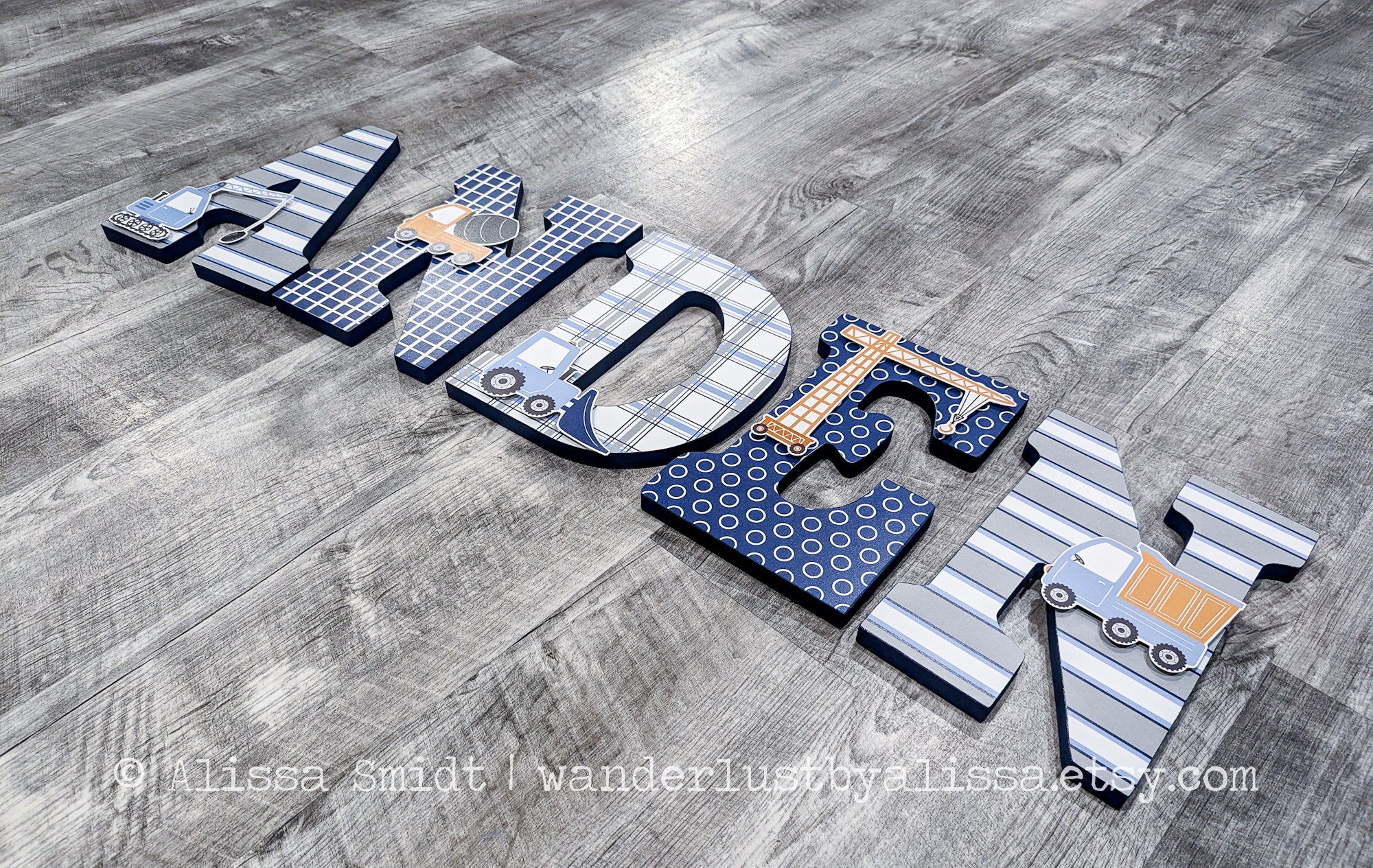 Sign Letters 9 Inch Construction Truck Themed Nursery Letters, Custom Wooden Letters - 9 ...