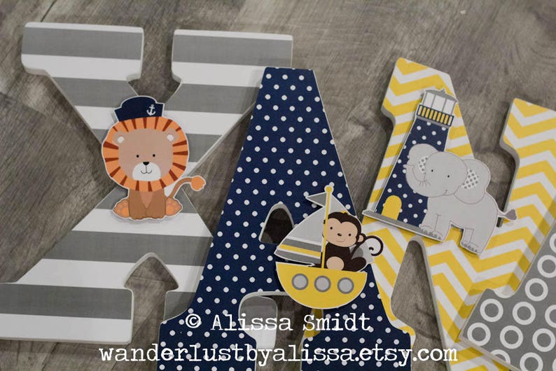 Nautical Jungle Nursery Letters Custom Wooden Letters 9 Etsy