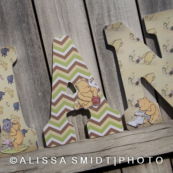 Custom Nursery Wooden Letters, Baby Boy Nursery, Baby Girl Nursery - Winnie the Pooh Theme Custom Letters (Piglet, Tigger, Eeyore)