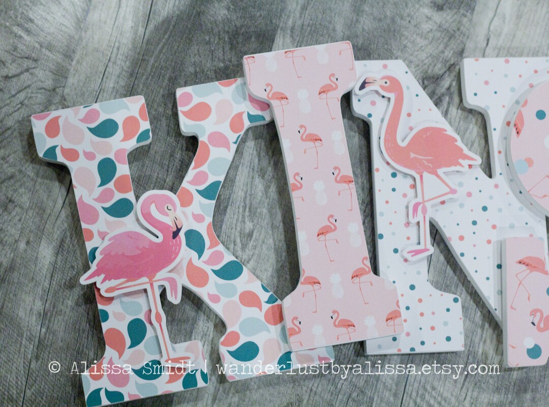 Sign Letters 9 Inch Flamingo Themed Nursery Letters, Custom Wooden Letters - 9 Inch Hanging ...