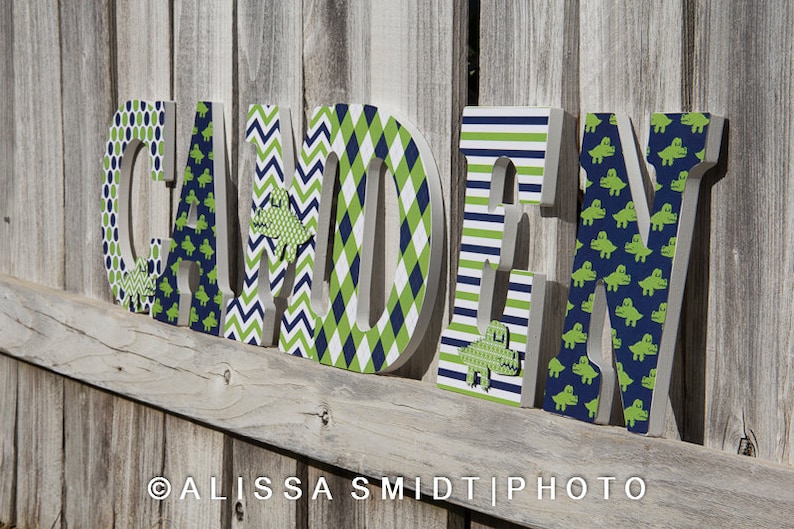 Custom Nursery Wooden Letters Baby Boy Nursery Alligator Etsy