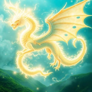 Smaragdgroene helende draak | Spirituele kunst Licht en Gaia | Bescherming, vrede, harmonie | Digitale afdruk van hoge kwaliteit