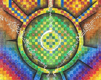Grid of Light ~ Sacred Geometry Art Print ~ Visionary Energy Pattern ~ Colorful Abstract Wall Art