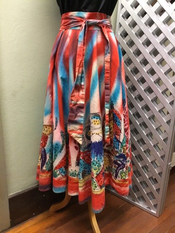 Vintage hand painted 1950s Mexican circle skirt