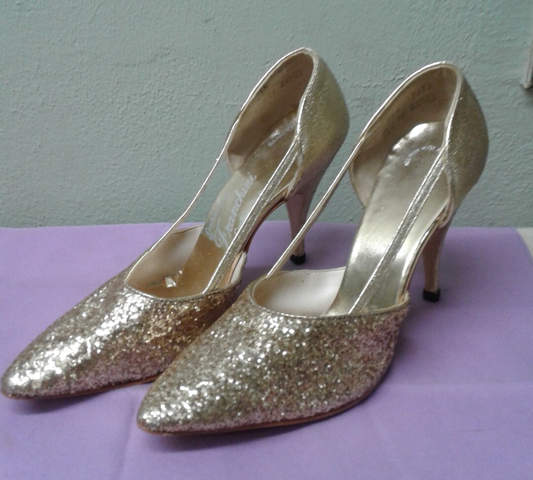 Gold and Glitter High Heels Ready for the Disco Etsy