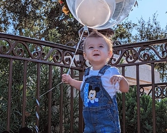Embroidered Mickey Mouse Baby Overalls, First Birthday Outfit, Cake Smash Boy Clothes