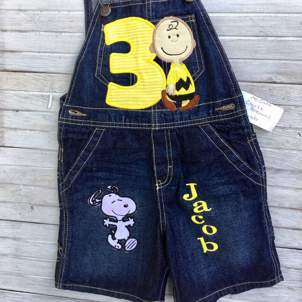 Charlie Brown Birthday Overalls , First Second Third Fourth  Birthday, Snoopy Birthday Overalls, Woodstock Birthday Overalls, Peanut Gang