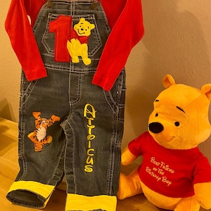 Pooh Custom Birthday Outfit with Custom Pooh Bear\Boy&#39;s 1st Birthday Clothes\Pooh 1st Birthday Party\Pooh 2nd Birthday Outfit