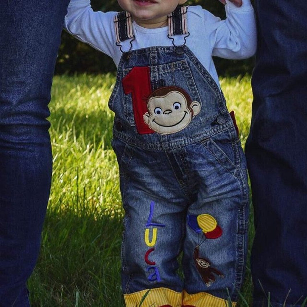 Curious George Birthday Overalls 1st Birthday Outfit - Etsy