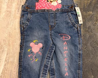 Minnie Maus gestickte personalisierte Geburtstagsgesamthose