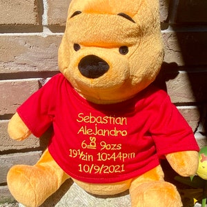 Winnie the Pooh Plush, Pooh Bear, Pooh Gifts, Winnie the Pooh Nursery, Winnie The Pooh Birth Announcement, Baby Gift, Baby Shower Gift