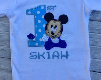 Disney First Birthday Boy Onesie, Mickey Mouse 1st Birthday Shirt, Mickey Birthday Shirt, 1st Birthday Clothes