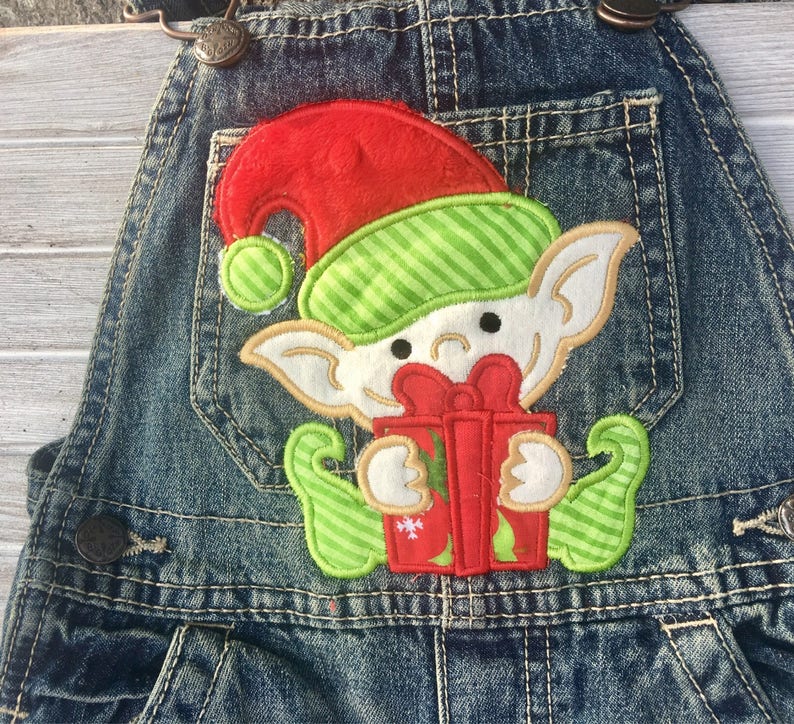 Holiday Overalls-Christmas Overalls-Personalized Holiday Outfit-Elf Holiday Overalls image 1