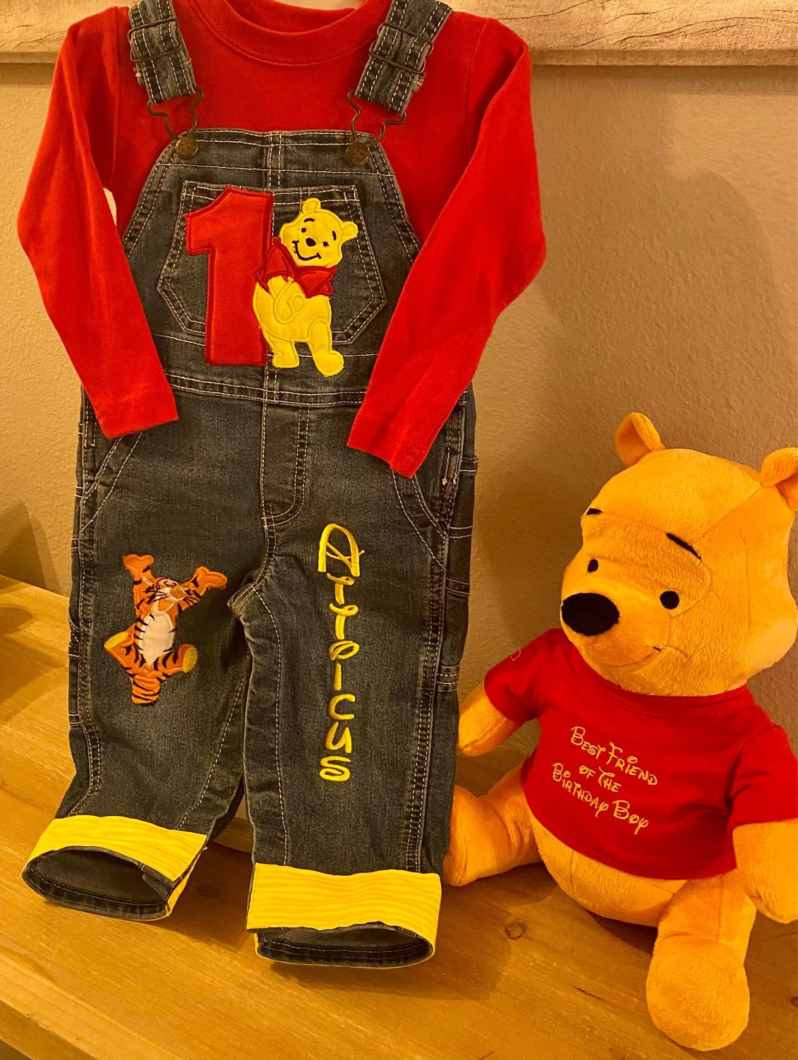 Winnie the Pooh Birthday Overalls 1st Birthday Outfit Etsy