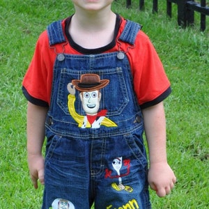 Toy Story Birthday Overalls-Woody Embroidered Shortalls-Buzz Birthday Outfit-Toy Story Overalls-Forky Birthday Overalls