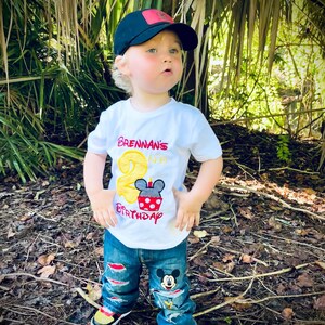 Mickey Mouse Birthday Outfit-Mickey First Birthday- Mickey Mouse T-Shirt- Mickey Mousr  Jean Outfit