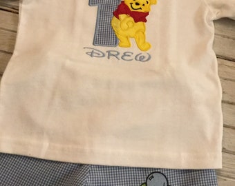 Winnie The Pooh Shorts Set-Baby's First Birthday Shirt-Boys Winnie The Pooh Birthday Clothes