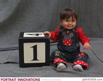 Birthday Overalls...Mickey Mouse-Children's  Mickey Mouse Birthday Denim Overalls-Mickey Mouse baby overalls