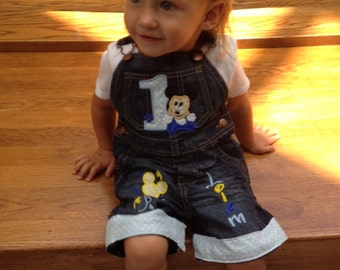Personalized Baby Mickey First Birthday Overalls Set