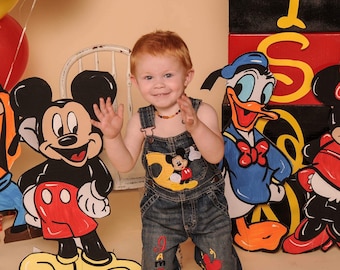 Disney clothing birthday overalls-Mickey Mouse Denim Bib Overalls-Custom Boutique Mickey Mouse Overalls