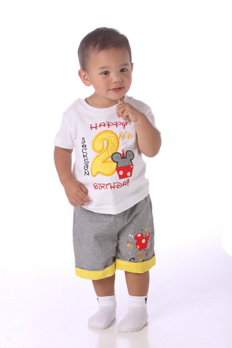 Boys Mouse Birthday Short Set-Appliqued Mouse Short Set-First Birthday Mouse short set image 1