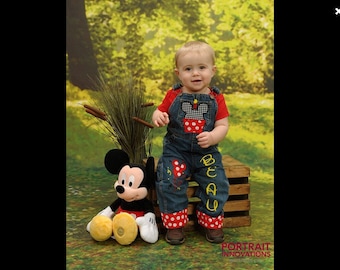 Mickey Mouse Birthday Overalls - First Birthday Outfit