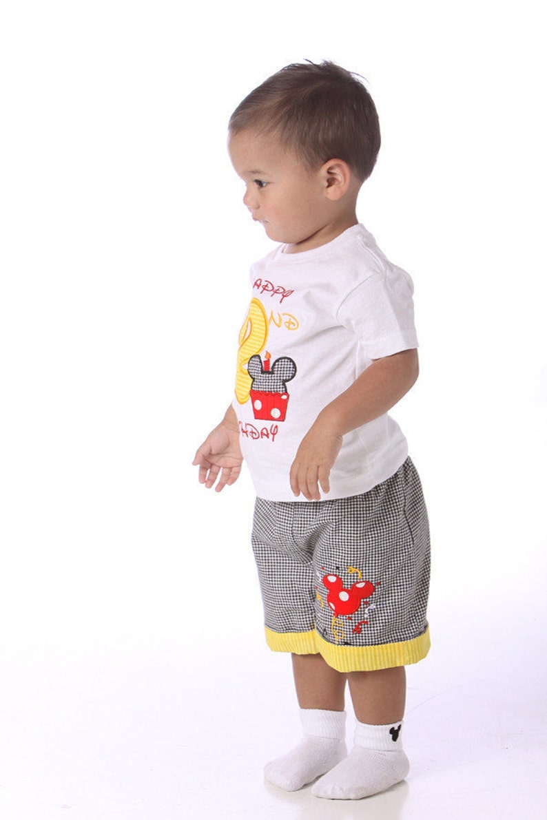 Boys Mouse Birthday Short Set-Appliqued Mouse Short Set-First Birthday Mouse short set image 2