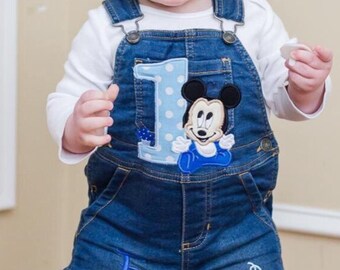 1st Birthday Overalls-Baby&#39;s 1st Birthday-Baby Mickey Mouse Overalls-Baby Mickey Jon Jon-Mickey Mouse Overalls