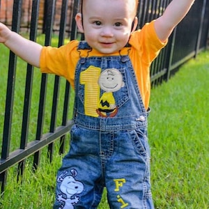 Charlie Brown Birthday Overalls , First Second Third Fourth  Birthday, Snoopy Birthday Overalls, Woodstock Birthday Overalls, Peanut Gang