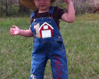 Farmer Boy Day on the Farm Personalized Birthday Overalls or Shortalls 12 months through 5T Birthday Boy Shirt