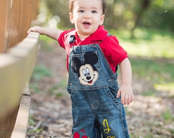 Mickey Mouse Birthday Overalls, Baby Boy 1st Birthday Outfit