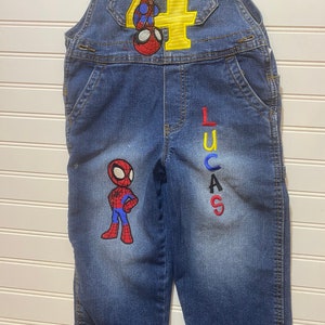 Spiderman Birthday Overalls/Spiderman Birthday Outfit/Spiderman and Friends Birthday Overalls