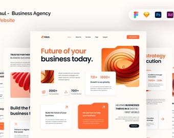 Plantilla web para agencia de negocios Raul / Kit de interfaz de usuario Figma XD Sketch PSD / Diseño web corporativo / Página de destino editable