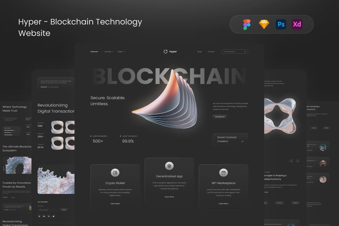 Hyper Blockchain Website Template | Crypto Startup UI Kit | Figma XD ...