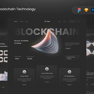 Template per sito web Hyper Blockchain / Kit UI per startup crypto / Design del sito web in Figma XD Sketch PSD