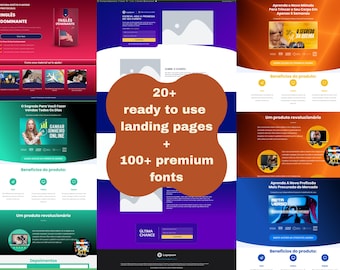 Paquete de más de 20 plantillas de landing pages de Webflow / Exportación JSON + 100 fuentes / Kit multiusos para sitios web