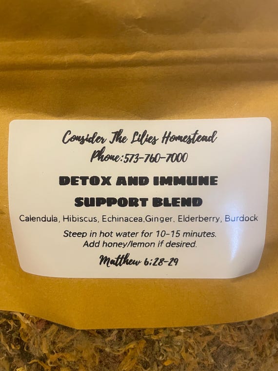 Organic blended herbal detox and immune tea
