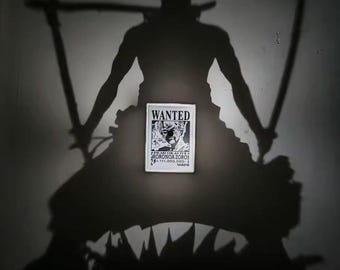 Lámpara de pared con figura de anime Zoro de One Piece, decoración de habitación estilo manga, regalo de anime, figura de Zoro, luz impresa en 3D