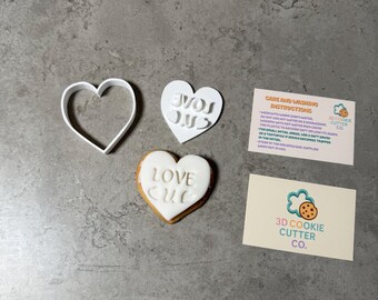 3D Valentines Love U Heart Cookie Cutter and Icing Press