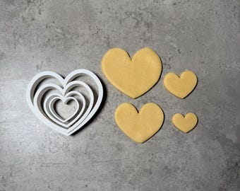 3D Valentines Heart Cookie Cutter - Set of 4 cutters.
