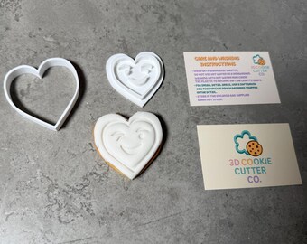 3D Valentines Heart Face with Wink Eye Cookie Cutter and Icing Press