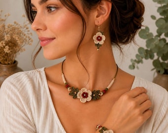 Set di modelli all'uncinetto floreali in stile boho