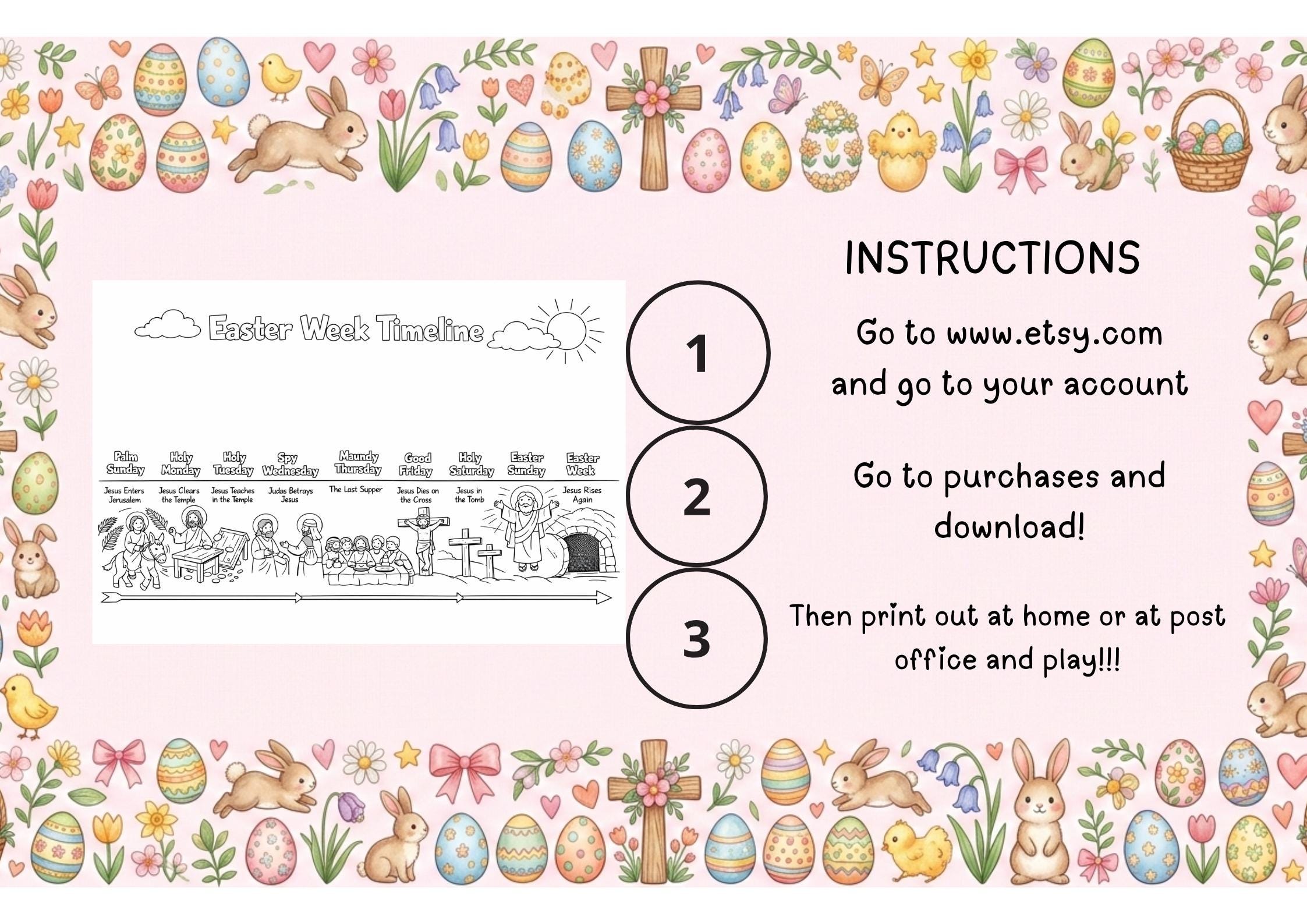 Easter Week Timetable Easter Week Timeline Colouring Page, Bible Story Countdown, Sunday ...
